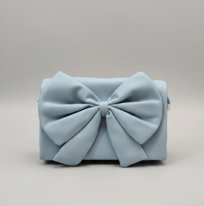 Elegance in Bloom: Large Bow-Accented Vegan Leather Crossbody Imported Bag