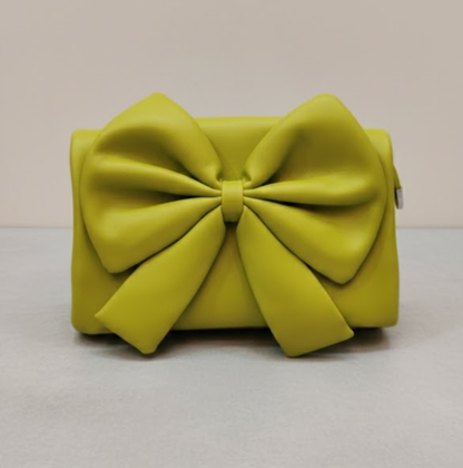 Elegance in Bloom: Large Bow-Accented Vegan Leather Crossbody Imported Bag