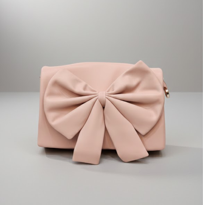 Elegance in Bloom: Large Bow-Accented Vegan Leather Crossbody Imported Bag
