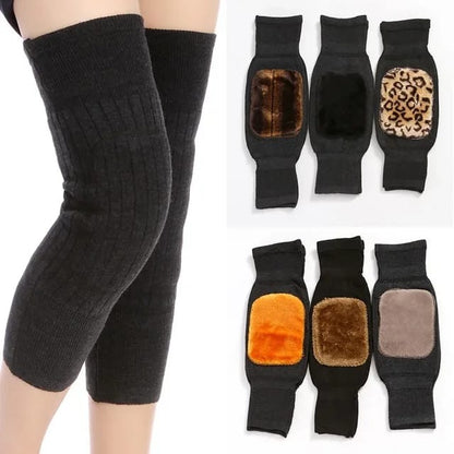 (1 Pair) Unisex  Wool Knee Warmers | Winter Thermal Velvet Knee Pads for Men & Women – Soft, Warm & Comfortable Support-withbelt