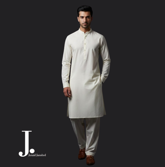 J. Men Premium Unstitched Cream Kurta Shalwar – Platinum Fashion