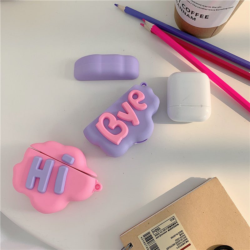 AirPod 2 Case 3D HI BYE Cloud Letter Cartoon