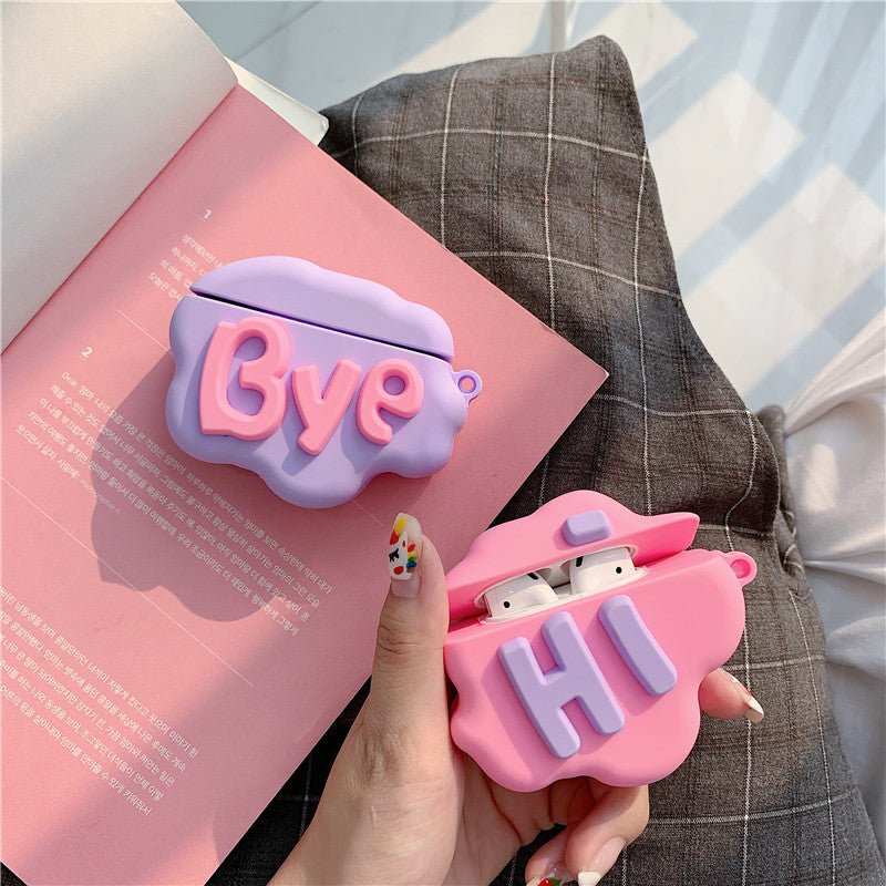 AirPod 2 Case 3D HI BYE Cloud Letter Cartoon
